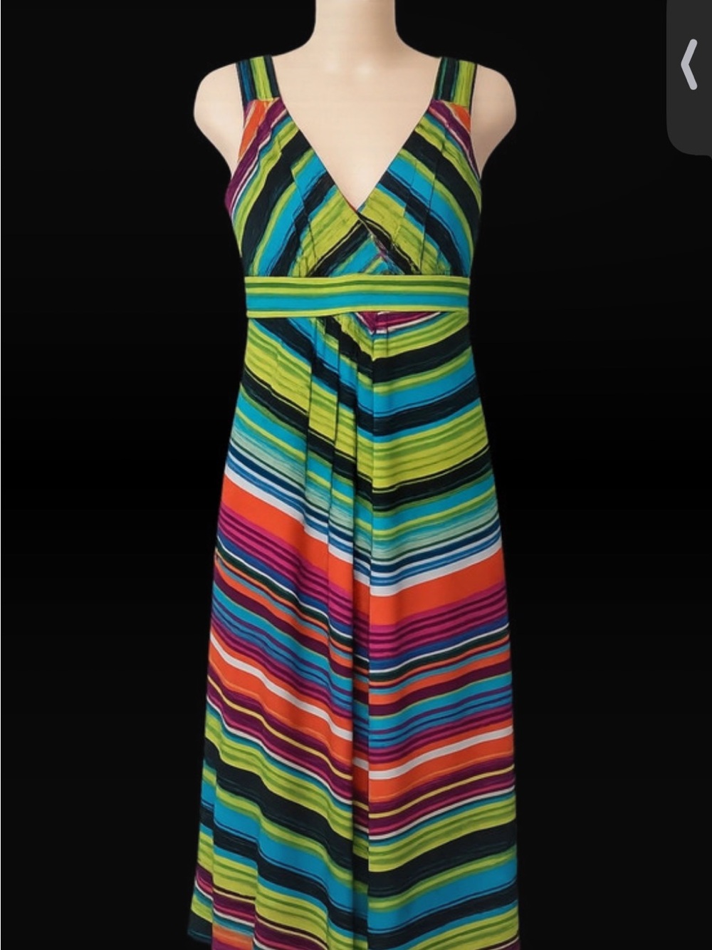 Striped V-Neck Maxi Dress in Multicolor